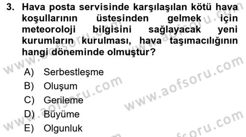 Hava Taşımacılığı Dersi 2018 - 2019 Yılı (Final) Dönem Sonu Sınav Soruları 3. Soru