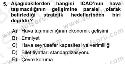 Hava Taşımacılığı Dersi 2018 - 2019 Yılı (Final) Dönem Sonu Sınav Soruları 5. Soru