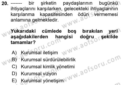 Hava Taşımacılığı Dersi 2018 - 2019 Yılı Yaz Okulu Sınav Soruları 20. Soru