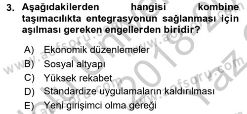 Hava Taşımacılığı Dersi 2018 - 2019 Yılı Yaz Okulu Sınav Soruları 3. Soru