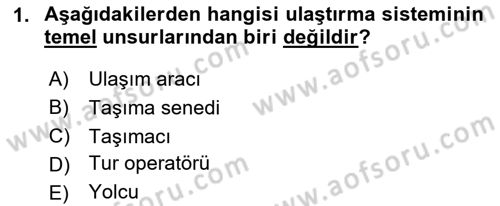 Hava Taşımacılığı Dersi 2020 - 2021 Yılı Yaz Okulu Sınav Soruları 1. Soru