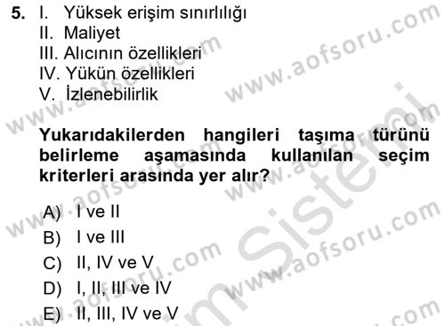 Hava Taşımacılığı Dersi 2020 - 2021 Yılı Yaz Okulu Sınav Soruları 5. Soru