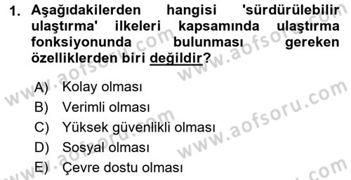 Hava Taşımacılığı Dersi 2021 - 2022 Yılı (Vize) Ara Sınav Soruları 1. Soru