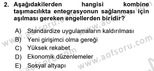 Hava Taşımacılığı Dersi 2021 - 2022 Yılı (Vize) Ara Sınav Soruları 2. Soru