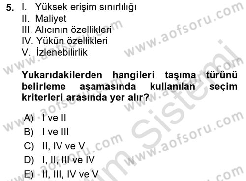 Hava Taşımacılığı Dersi 2021 - 2022 Yılı (Vize) Ara Sınav Soruları 5. Soru