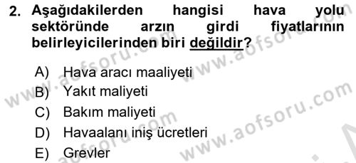 Hava Taşımacılığı Dersi 2021 - 2022 Yılı (Final) Dönem Sonu Sınav Soruları 2. Soru
