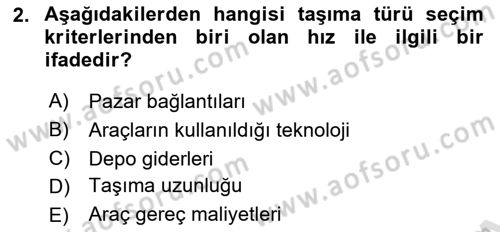 Hava Taşımacılığı Dersi 2021 - 2022 Yılı Yaz Okulu Sınav Soruları 2. Soru
