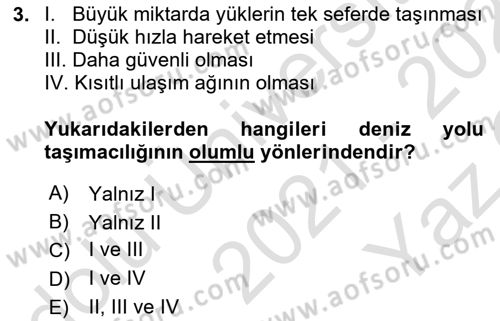 Hava Taşımacılığı Dersi 2021 - 2022 Yılı Yaz Okulu Sınav Soruları 3. Soru