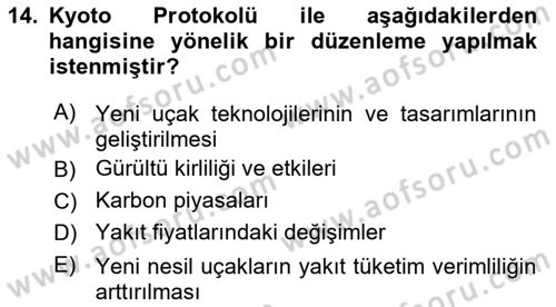 Hava Taşımacılığı Dersi 2023 - 2024 Yılı (Vize) Ara Sınav Soruları 14. Soru