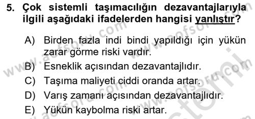 Hava Taşımacılığı Dersi 2023 - 2024 Yılı (Vize) Ara Sınav Soruları 5. Soru