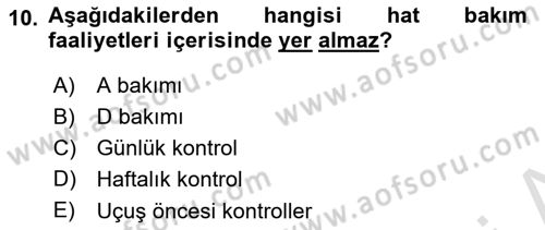Hava Taşımacılığı Dersi 2023 - 2024 Yılı (Final) Dönem Sonu Sınav Soruları 10. Soru