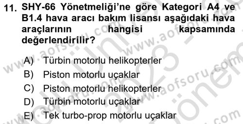 Hava Taşımacılığı Dersi 2023 - 2024 Yılı (Final) Dönem Sonu Sınav Soruları 11. Soru