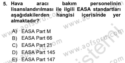 Hava Taşımacılığı Dersi 2023 - 2024 Yılı (Final) Dönem Sonu Sınav Soruları 5. Soru