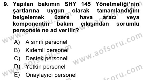 Hava Taşımacılığı Dersi 2023 - 2024 Yılı (Final) Dönem Sonu Sınav Soruları 9. Soru