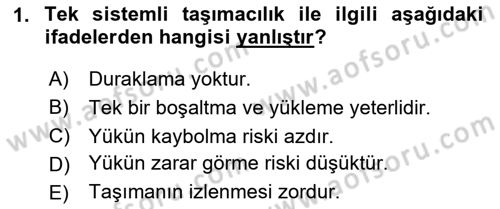 Hava Taşımacılığı Dersi 2023 - 2024 Yılı Yaz Okulu Sınav Soruları 1. Soru