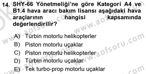 Hava Taşımacılığı Dersi 2023 - 2024 Yılı Yaz Okulu Sınav Soruları 14. Soru