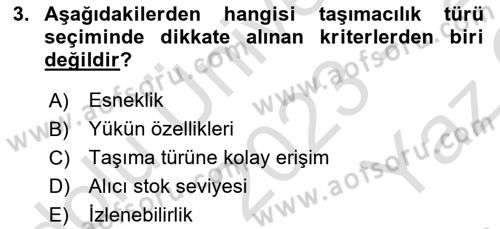 Hava Taşımacılığı Dersi 2023 - 2024 Yılı Yaz Okulu Sınav Soruları 3. Soru