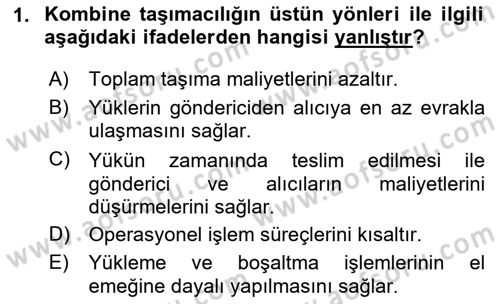 Hava Taşımacılığı Dersi 2024 - 2025 Yılı (Vize) Ara Sınav Soruları 1. Soru