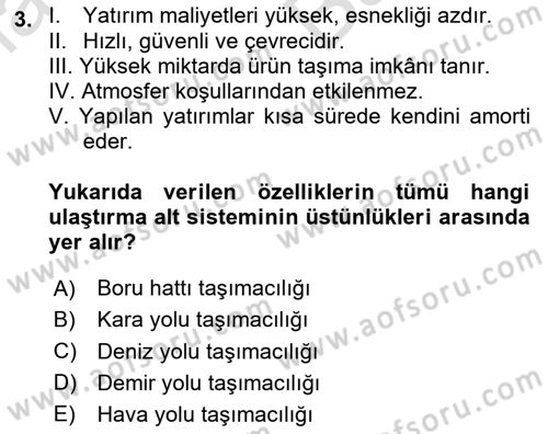 Hava Taşımacılığı Dersi 2024 - 2025 Yılı (Vize) Ara Sınav Soruları 3. Soru
