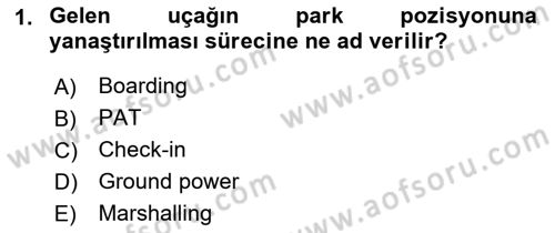 Yer Hizmetleri Yönetimi Dersi 2016 - 2017 Yılı (Final) Dönem Sonu Sınavı 1. Soru