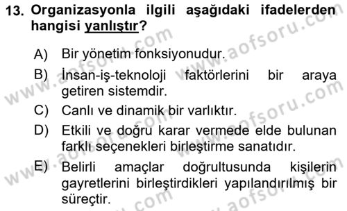 Yer Hizmetleri Yönetimi Dersi 2017 - 2018 Yılı (Vize) Ara Sınav Soruları 13. Soru