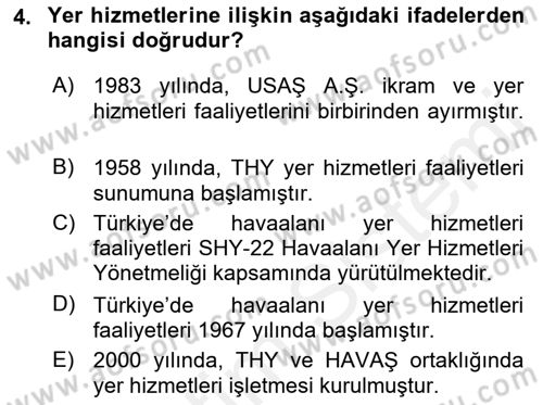 Yer Hizmetleri Yönetimi Dersi 2017 - 2018 Yılı (Vize) Ara Sınav Soruları 4. Soru