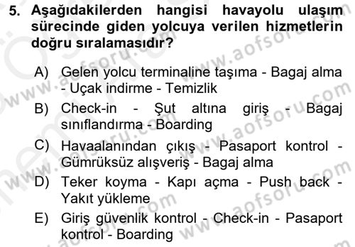 Yer Hizmetleri Yönetimi Dersi 2017 - 2018 Yılı (Vize) Ara Sınav Soruları 5. Soru