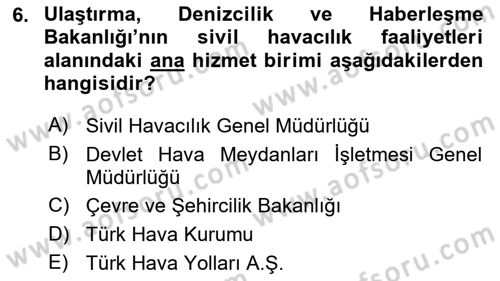 Yer Hizmetleri Yönetimi Dersi 2017 - 2018 Yılı (Vize) Ara Sınav Soruları 6. Soru