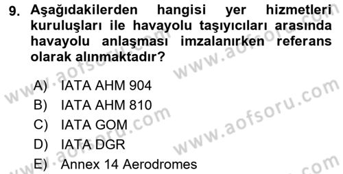 Yer Hizmetleri Yönetimi Dersi 2017 - 2018 Yılı (Vize) Ara Sınav Soruları 9. Soru