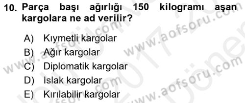 Yer Hizmetleri Yönetimi Dersi 2017 - 2018 Yılı (Final) Dönem Sonu Sınav Soruları 10. Soru