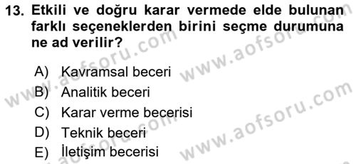Yer Hizmetleri Yönetimi Dersi 2018 - 2019 Yılı (Vize) Ara Sınav Soruları 13. Soru