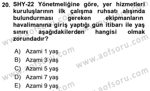 Yer Hizmetleri Yönetimi Dersi 2018 - 2019 Yılı (Vize) Ara Sınav Soruları 20. Soru