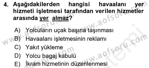 Yer Hizmetleri Yönetimi Dersi 2018 - 2019 Yılı (Vize) Ara Sınav Soruları 4. Soru