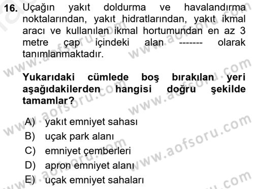 Yer Hizmetleri Yönetimi Dersi 2018 - 2019 Yılı (Final) Dönem Sonu Sınav Soruları 16. Soru