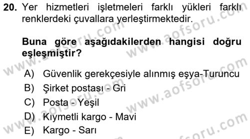 Yer Hizmetleri Yönetimi Dersi 2018 - 2019 Yılı (Final) Dönem Sonu Sınav Soruları 20. Soru