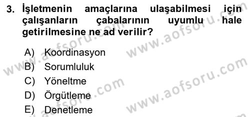 Yer Hizmetleri Yönetimi Dersi 2018 - 2019 Yılı (Final) Dönem Sonu Sınav Soruları 3. Soru