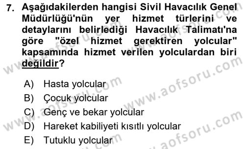 Yer Hizmetleri Yönetimi Dersi 2018 - 2019 Yılı (Final) Dönem Sonu Sınav Soruları 7. Soru