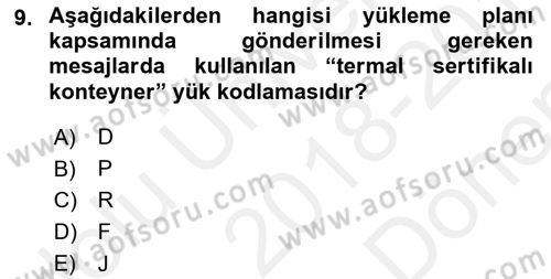 Yer Hizmetleri Yönetimi Dersi 2018 - 2019 Yılı (Final) Dönem Sonu Sınav Soruları 9. Soru