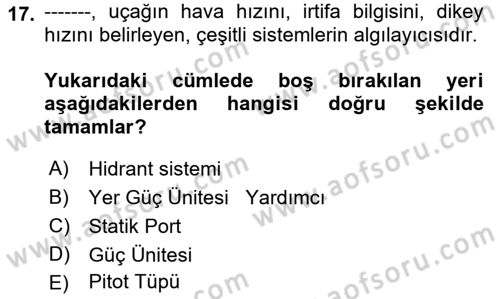 Yer Hizmetleri Yönetimi Dersi 2018 - 2019 Yılı Yaz Okulu Sınav Soruları 17. Soru
