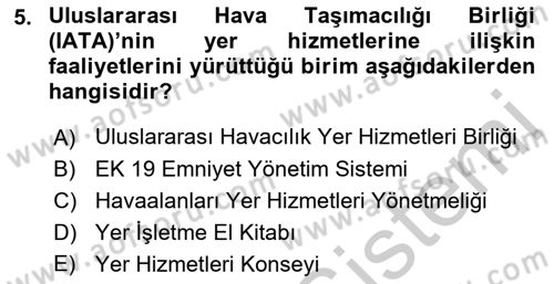 Yer Hizmetleri Yönetimi Dersi 2018 - 2019 Yılı Yaz Okulu Sınav Soruları 5. Soru