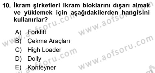 Yer Hizmetleri Yönetimi Dersi 2020 - 2021 Yılı Yaz Okulu Sınav Soruları 10. Soru