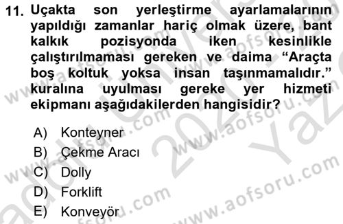 Yer Hizmetleri Yönetimi Dersi 2020 - 2021 Yılı Yaz Okulu Sınav Soruları 11. Soru