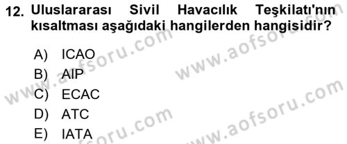 Yer Hizmetleri Yönetimi Dersi 2020 - 2021 Yılı Yaz Okulu Sınav Soruları 12. Soru