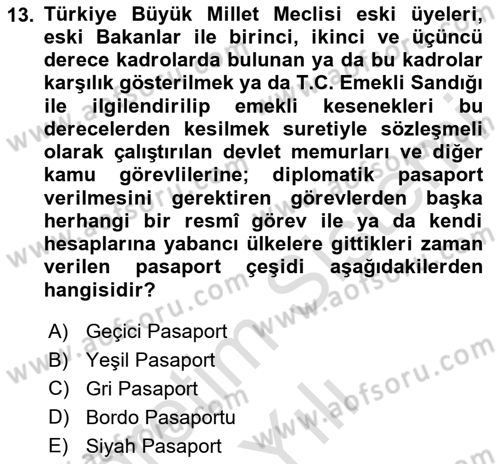 Yer Hizmetleri Yönetimi Dersi 2020 - 2021 Yılı Yaz Okulu Sınav Soruları 13. Soru