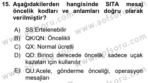 Yer Hizmetleri Yönetimi Dersi 2020 - 2021 Yılı Yaz Okulu Sınav Soruları 15. Soru