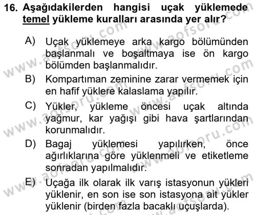Yer Hizmetleri Yönetimi Dersi 2020 - 2021 Yılı Yaz Okulu Sınav Soruları 16. Soru