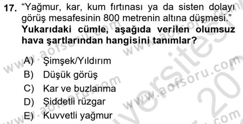 Yer Hizmetleri Yönetimi Dersi 2020 - 2021 Yılı Yaz Okulu Sınav Soruları 17. Soru