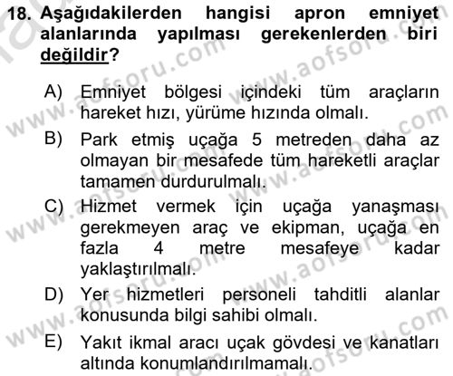 Yer Hizmetleri Yönetimi Dersi 2020 - 2021 Yılı Yaz Okulu Sınav Soruları 18. Soru