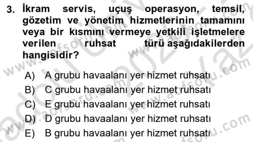 Yer Hizmetleri Yönetimi Dersi 2020 - 2021 Yılı Yaz Okulu Sınav Soruları 3. Soru