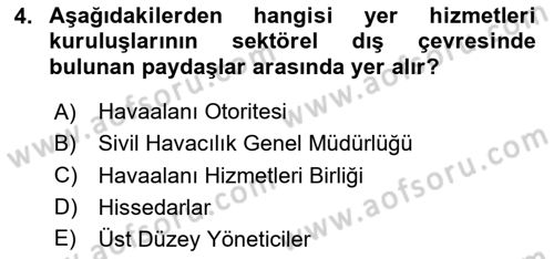 Yer Hizmetleri Yönetimi Dersi 2020 - 2021 Yılı Yaz Okulu Sınav Soruları 4. Soru